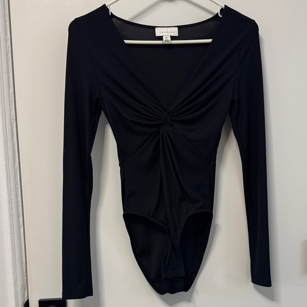 Topshop Black Long Sleeve Bodysuit